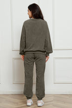 Load image into Gallery viewer, Corduroy Round Neck Sweatshirt and Sweatpants Set
