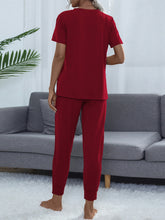 Load image into Gallery viewer, Round Neck Top and Pants Lounge Set
