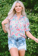 Load image into Gallery viewer, Printed Notched Short Sleeve Blouse
