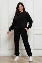Load image into Gallery viewer, Corduroy Round Neck Sweatshirt and Sweatpants Set
