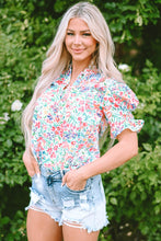 Load image into Gallery viewer, Printed Notched Short Sleeve Blouse
