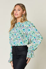 Load image into Gallery viewer, Double Take Full Size Printed Flounce Sleeve Blouse
