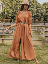 Load image into Gallery viewer, Scoop Neck Half Sleeve Wide Leg Jumpsuit
