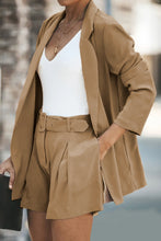 Load image into Gallery viewer, Longline Blazer and Shorts Set with Pockets
