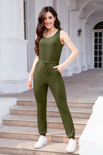 Load image into Gallery viewer, Drawstring Round Neck Sleeveless Jumpsuit
