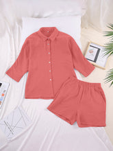 Load image into Gallery viewer, Texture Button Up Shirt and Shorts Set
