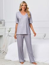 Load image into Gallery viewer, Printed V-Neck Top and Pants Lounge Set
