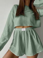 Load image into Gallery viewer, Eyelet Round Neck Top and Shorts Set
