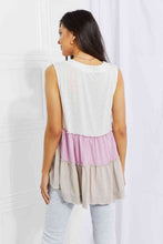 Load image into Gallery viewer, White Birch Full Size Watching the Sunset Color Block Babydoll Top
