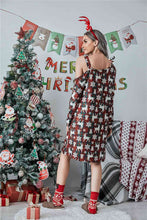 Load image into Gallery viewer, Christmas Asymmetrical Neck Long Sleeve Dress
