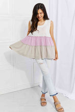 Load image into Gallery viewer, White Birch Full Size Watching the Sunset Color Block Babydoll Top
