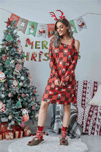 Load image into Gallery viewer, Christmas Asymmetrical Neck Long Sleeve Dress
