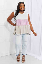 Load image into Gallery viewer, White Birch Full Size Watching the Sunset Color Block Babydoll Top
