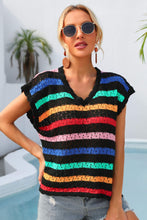 Load image into Gallery viewer, Striped V-Neck Slit Cover Up
