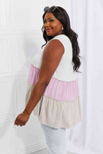 Load image into Gallery viewer, White Birch Full Size Watching the Sunset Color Block Babydoll Top
