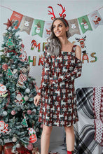 Load image into Gallery viewer, Christmas Asymmetrical Neck Long Sleeve Dress
