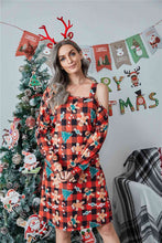 Load image into Gallery viewer, Christmas Asymmetrical Neck Long Sleeve Dress
