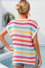 Load image into Gallery viewer, Striped V-Neck Slit Cover Up
