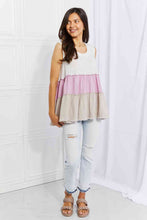 Load image into Gallery viewer, White Birch Full Size Watching the Sunset Color Block Babydoll Top
