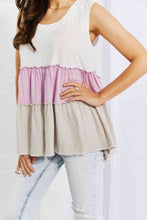Load image into Gallery viewer, White Birch Full Size Watching the Sunset Color Block Babydoll Top
