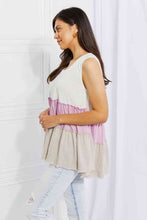 Load image into Gallery viewer, White Birch Full Size Watching the Sunset Color Block Babydoll Top
