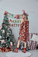 Load image into Gallery viewer, Christmas Asymmetrical Neck Long Sleeve Dress
