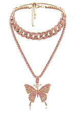 Load image into Gallery viewer, Rhinestone Butterfly Cuban Necklace
