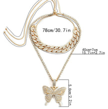 Load image into Gallery viewer, Rhinestone Butterfly Cuban Necklace
